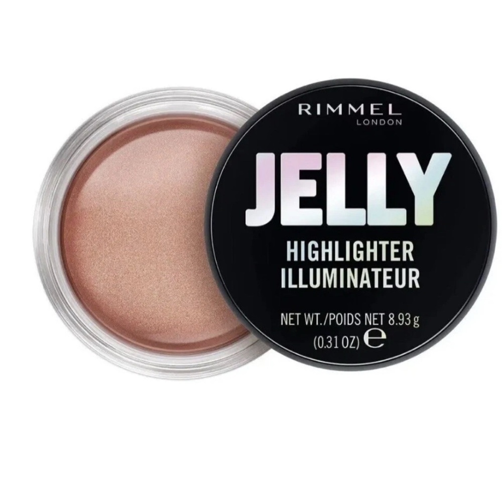 Rimmel Jelly Highlighter 020 Candy Queen Shimmer Glitter Face Gel Rose Gold NEW